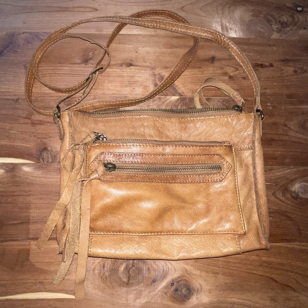 Day & Mood Anni Crossbody Bag Anthropologie Brown Leather Double Zipper Handbag